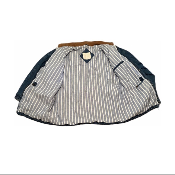 Vintage Genuine Leather Trimmed Denim Coat by SERGIO - Picture 3 of 4